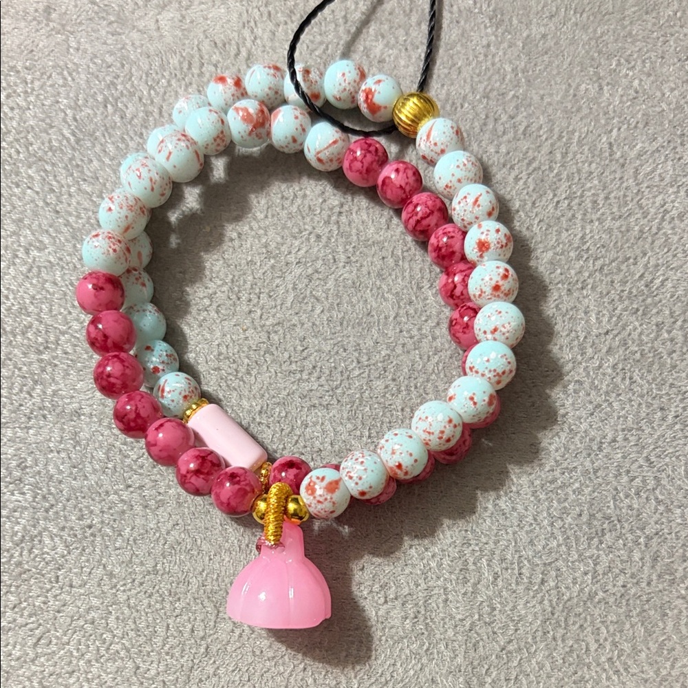 Pink and Blue Beaded Kids Bracelet